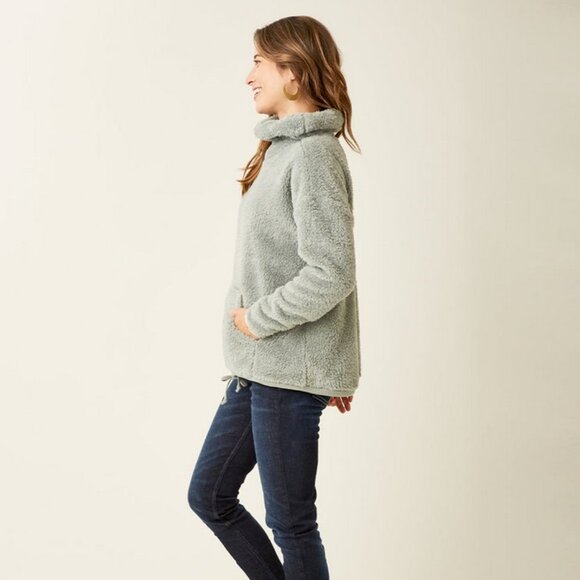 CARVE DESIGNS SZ XL Roley Cowl Soft Cozy Sherpa Pull-over Jacket in Thyme - Picture 3 of 9